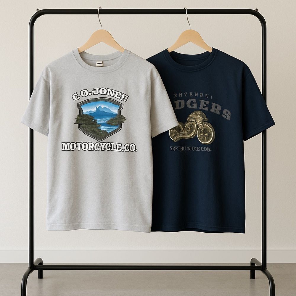 Lot of 2 Motorcycle Cotton Tee Shirts Dodgers and Guatemala Sz M